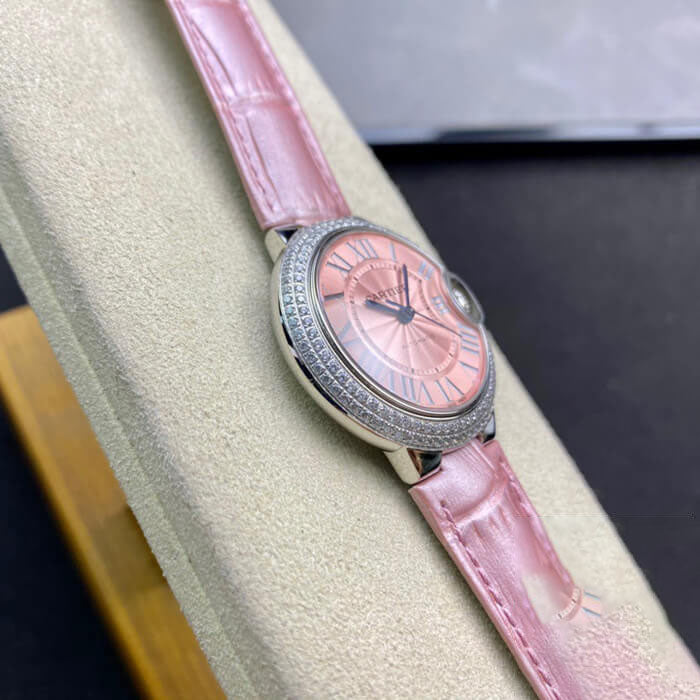 BALLON BLEU DE  33 MM V6 FACTORY PINK LEATHER STRAP