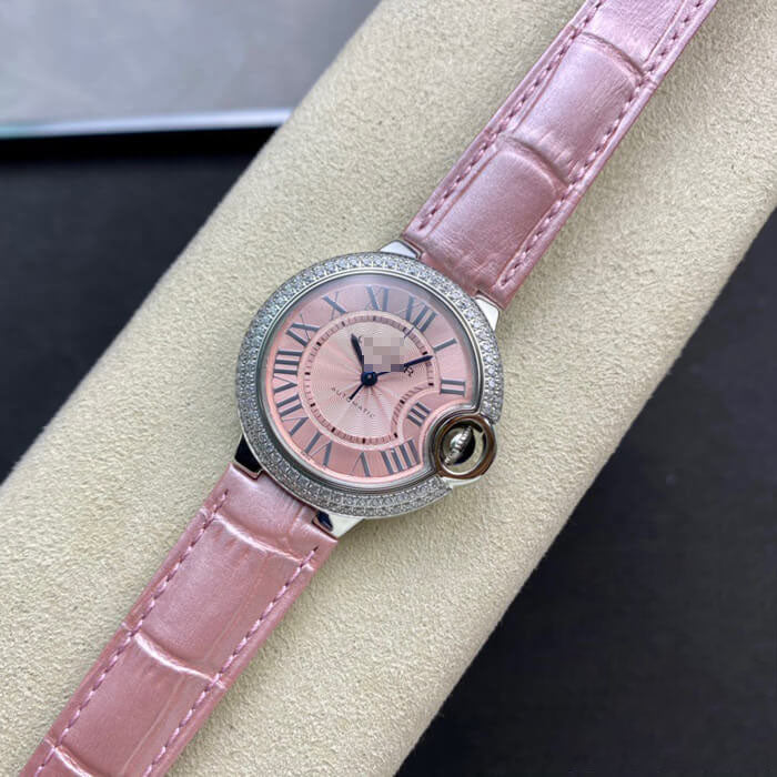 BALLON BLEU DE  33 MM V6 FACTORY PINK LEATHER STRAP